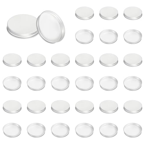 PATIKIL 67mm Metal Round Screw Lids, 36 Pcs Aluminum Mason Jar Lids Screw Top Caps for Lab Home Storage Jars Gallon Jugs Glass Snack Containers Liquid Storage, Silver Tone - size: 67mm