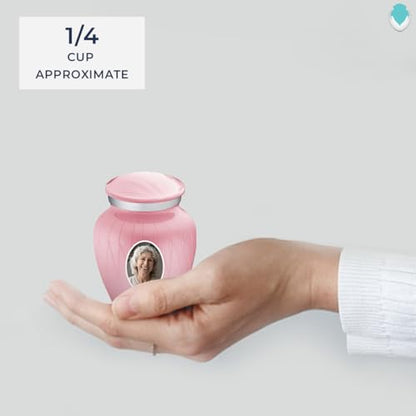 Embrace Keepsake Personalized Picture Cremation Urns for Human Ashes I Pearl Light Pink Photo Funeral Urn for Men and Women with Double Side Engraving I 3.5 lbs - color: Pearl Pink