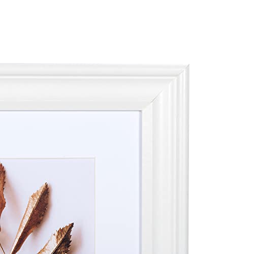 8x10 Picture Frames White, Display Picture 5x7 with Mat, Wooden Photo Frame for Table Top and Wall Mounting, 2 Pack - color: White, size: 8x10-2P