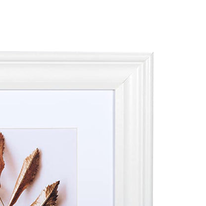 8x10 Picture Frames White, Display Picture 5x7 with Mat, Wooden Photo Frame for Table Top and Wall Mounting, 2 Pack - color: White, size: 8x10-2P