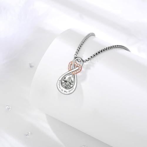 Infinity Urn Necklace for Ashes Sterling Silver Heart Moonstone Turquoise Birthstone Keepsake Memorial Cremation Jewelry for Women - style: Infinity A-BirthStone Customized