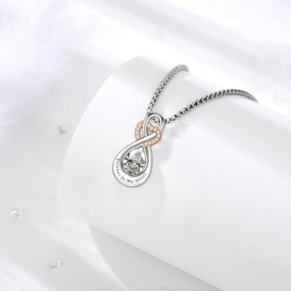 Infinity Urn Necklace for Ashes Sterling Silver Heart Moonstone Turquoise Birthstone Keepsake Memorial Cremation Jewelry for Women - style: Infinity A-BirthStone Customized