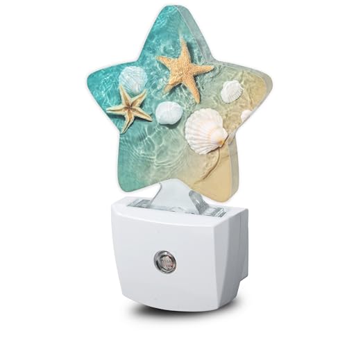 Starfish Shell Beach Night Light Plug-in Dusk to Dawn Smart Sensor White Led Nightlight for Bedroom Bathroom Kitchen Hallway Stairs Energy Efficient Decor Desk Lamp - color: Starfish Shell Beach