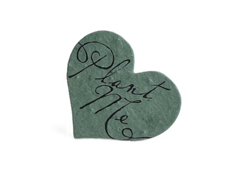 Of The Earth Handmade Paper - Wildflower Seed Paper Small Heart Tags - Calligraphy Variations - 1.75" X 1.5" - Set of 50 (Plant Me 14s Green Lotka) - color: Plant Me 14s Green Lotka