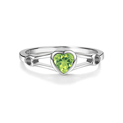 Precious Pieces Heart Birthstone Ring, 925 Sterling Silver | Available in all 12 simulated birthstones for babies, little girls & pinky rings. A meaningful birthday keepsake. - color: 08-August Size 2