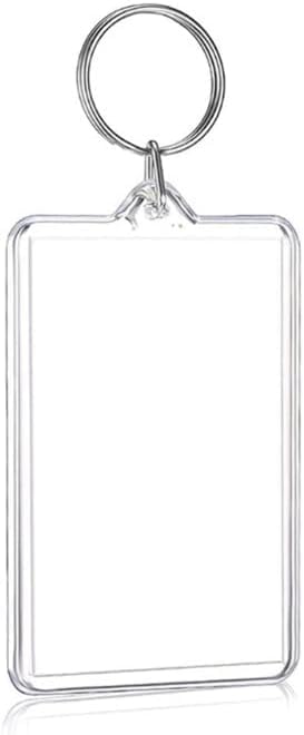 Transparent Acrylic Keychain Photo Frame, 1.57 x 2.16 Inches, Double Sided, Rectangle, with Split Ring
