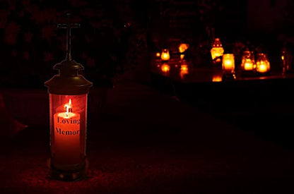Beautiful Candle Lamp Memorial Lantern Eternal Lights for Graves for Easter Grave Decorations for Cemetery with Cross Lights and Garden Stakes - style: Light A2