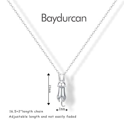 Baydurcan Pendant Necklace for Women Friends Sister Birthday Christmas Gift | Silver Evil Eye Ankh Mary Friendship Dragonfly Hummingbird Snake Turtle Pendant Necklace for Her Just Because Gifts - style: Cat