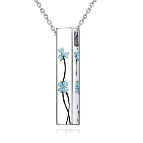 Urn Necklace for Ashes 925 Sterling Silver Cremation Jewelry | Necklaces for Ashes of Loved Ones, Keepsake Necklace for Ashes, Ash Pendants Memorial Jewelry for Women and Men - color: Clover Turquoise