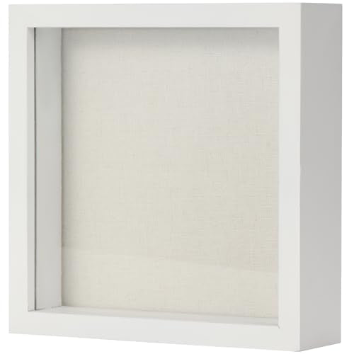 TJ.MOREE Small Shadow Box Frame 6 x 6 Display Case Wooden Picture Frame - color: White, size: 6x6