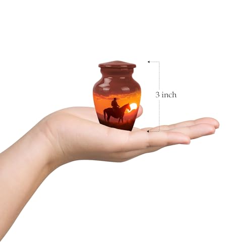 Cowboy Mini Urn - Urns for Adult Ashes - Pack of 1 - size: 3 inch (Pack of 1)