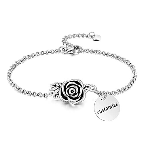 XIUDA Urn Bracelet for Ashes Rose Cremation Bracelet Ashes Holder Bangle Link Chain Ashes Bracelet for Women - style: Silver-Custom