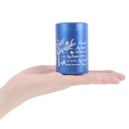 3 Inch Small Urn for Human Ashes Aluminum Mini Cremation Small Keepsake Urn for Sharing Ashes Mini Urn-Grandpa Blue - size: Blue-Grandpa