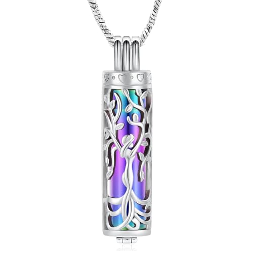 Yinplsmemory Tree of Life Cremation Jewelry Urn Necklace for Women - color: Rainbow