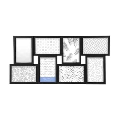 MELANNCO 8-Opening Collage Picture Frame for Wall, Holds Eight 4x6 Photos, Black Plastic, Horizontal or Vertical Hanging, 23.5 x 11.5 Inches - color: Black, size: 24 x 12 Inch