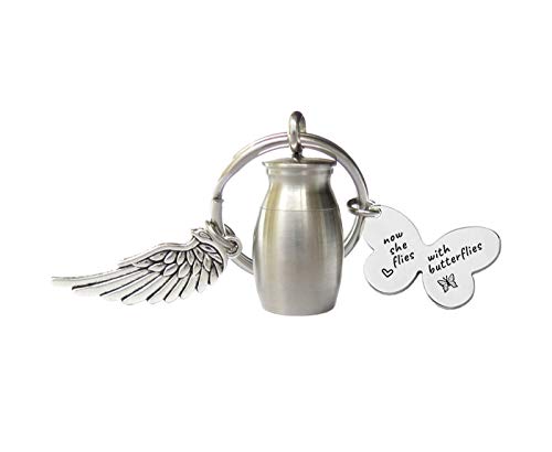 Small Cremation Urn Keepsake Keychain for Ashes Mini Memorial Urn Butterfly Key Chain for Ashes Remembrance Gift for Loss of a Loved One