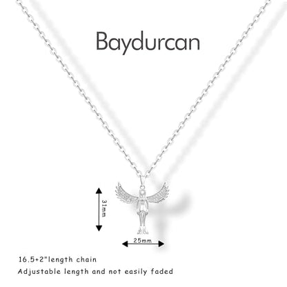Baydurcan Pendant Necklace for Women Friends Sister Birthday Christmas Gift | Silver Evil Eye Ankh Mary Friendship Dragonfly Hummingbird Snake Turtle Pendant Necklace for Her Just Because Gifts - style: Angel