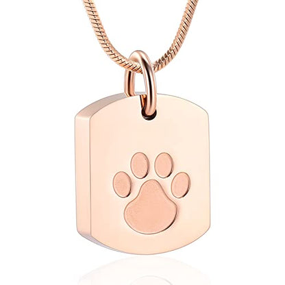 Minicremation Personalized Cremation Jewelry Urn Necklace for Ashes Paw Print Memorial Ash Jewelry Cremation Jewelry Ashes Keepsake Necklace for Women & Men - color: Rose Gold