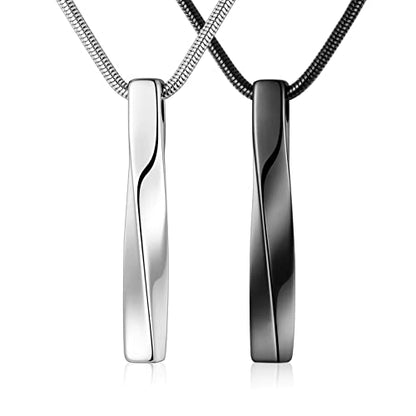 2 PCs Cremation Jewelry for Ashes Twist Bar Urn Necklace for Ashes Cremation Memorial Jewelry Stainless Steel Ashes Jewelry Keepsakes For Women Men - style: Twist