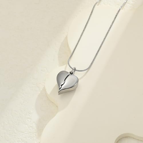Cremation Jewelry Angel Wing Stainless Steel Heart Urn Necklaces for Ashes Memorial Keepsake Pendant for Women Men - color: Silver-Grandma
