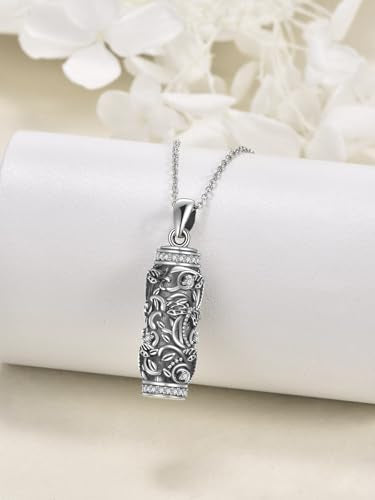 TOUPOP Tree of Life Cremation Jewelry Urn Necklace for Ashes for Women Men 925 Sterling Silver Cylinder Urn Pendant Necklaces for Human Ashes of Loved Ones Keepsake Memorial Gifts - style: 4-Dragonfly