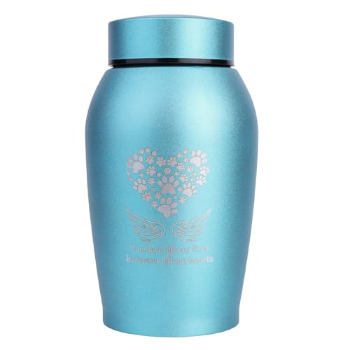 Cremation Urns for Pet Ashes Angel Wings Urn for Funeral, Burial or Home Memorial Funeral Burial Decorative Urn for Ashes for Dog Cat Pet(Blue, Medium) - color: Blue, size: Medium