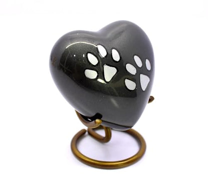 Esplanade Pet Cremation Urn Memorials Container Jar Pot | Brass Urn | Burial Urn | Memorials Keepsake | Pet Dog Cat Urn (Grey with Stand)