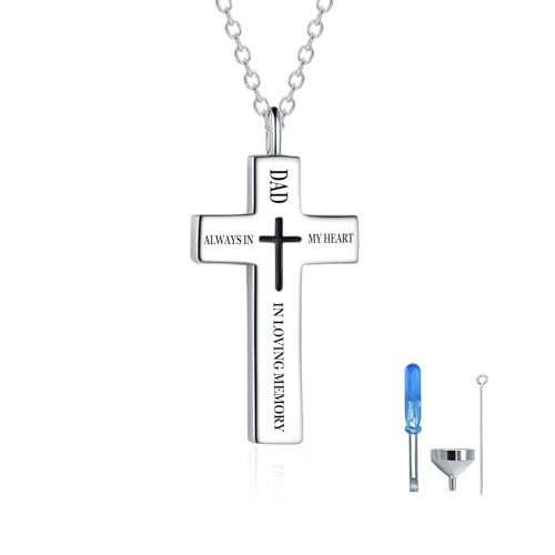 925 sterling silver cross souvenir ashes necklace urn pendant - color: DAD