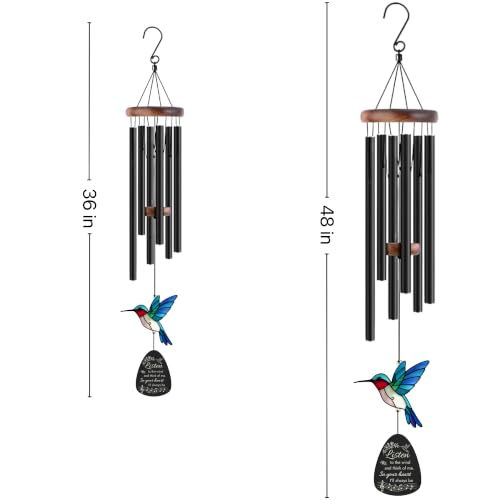 Memorial Wind Chimes for Loss of Loved One, Sympathy Gifts for Loss of Mother/Dad/Husband - Hummingbird Wind Chimes for Outside with Mute Option, Sympathy Wind Chimes 48'' - size: 48IN