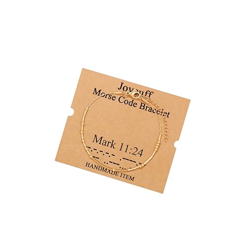 JoycuFF Inspirational Morse Code Bracelets for Women Silver Beads Jewelry Encouragement Mantra Gifts for Her - style: Gold-Christian-Mark 11:24