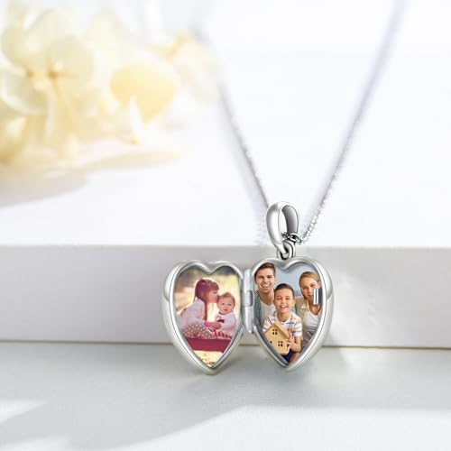 MEDWISE 925 Sterling Silver Locket Necklace That Holds Pictures Photo Necklace Oxidized Rose Flower/Sunflower/Compass/Celtic Heart Pendnat Lockets Gifts for Women Birthday Christmas Gifts - style: H-Custom Daisy