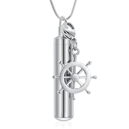 Oinsi Car Charm & Cylinder Urn Necklace for Ashes Stainless Steel Tube Cremation Urn Jewelry Necklace for Ashes Memorial Keepsake Gifts - color: Style-D