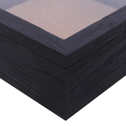 12 x 12 Extra Deep Shadow Box, 4-Inch Exterior Depth, Solid Wood, Black | Solid wood, hinged door, metal latch, extra-deep display for photos, bouquets, pet keepsakes, baby items and wedding mementos - size: 12x12
