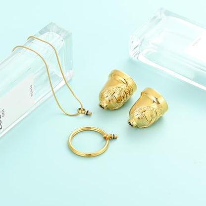 Eagle Love Cremation Keychain Bell Urn Necklaces for Ashes Keepsake Ash Pendant Memorial Urn Keychain Jewelry - color: Gold-2pcs