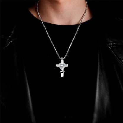 Dreamboat Pet Cremation Urn Necklaces for Dog Cat Ashes 925 Sterling Silver Paw Print Keepsake Pendant Memorial Jewelry Gifts for Women Men - style: 01G-Silver Cross Vial