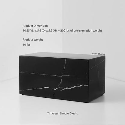 Aspen Studio AspenStudio Genuine Black Marquina Marble Cremation Urn for Adult Human Ashes Black Maquina Marble Urn