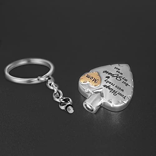 Your Wings were Ready but My Heart was Not Stainless Steel Cremation Jewelry for Ash Urn Keychain Gold Mom