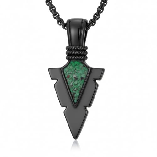 Arrowhead Necklace 925 Sterling Silver Arrow Pendant Necklace Jewelry Gifts for Men Women Lover - color: Black-A07