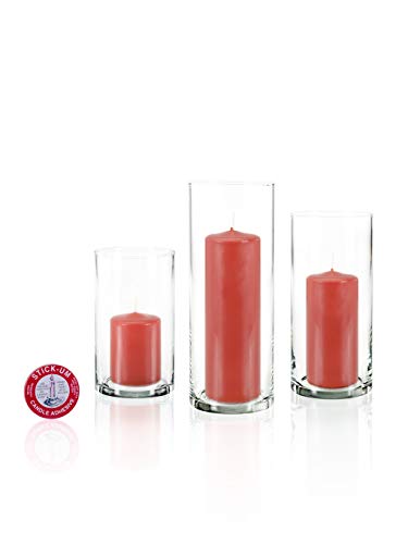 yummi Set of 36 Slim Pillars and Cylinder Vases - Brick - color: Brick