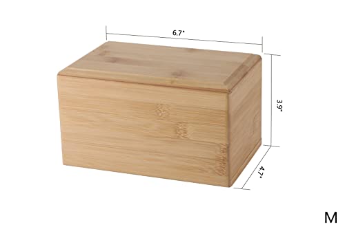Silicute Medium Bamboo Pet Urns for Dog Ashes, Bamboo Wooden Pet Urn for Funerals and Memorials, Sturdy Wood Keepsake Memory Box