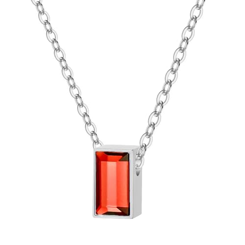 RIPFEVURN Cremation Jewelry Tiny Glass Cube Urn Necklaces for Ashes for Women Men Stainless Steel Small Urn Locket for Human Ashes Holder Memorial Keepsake Pendant - color: Silver-Red