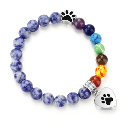 abooxiu Cremation Jewelry Urn Bracelet for Ashes Memorial Heart Ashes Keepsake Cremation Ash Bracelets Urn Jewelry for Ashes of Loved Ones for Women - With Me Always - style: Pawprint - Rainbow Bridge