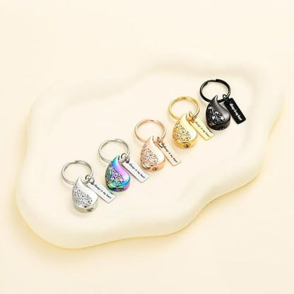 zeqingjw Cremation Jewelry Teardrop Urn Keychain for Ashes Tree of Life Urn Ashes Cremation Memorial Keepsake Keychain - color: Customize