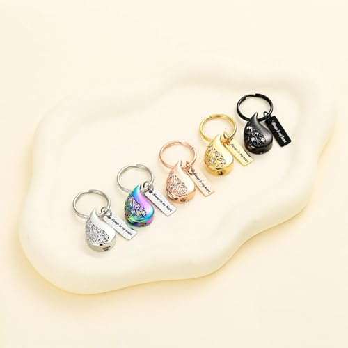 zeqingjw Cremation Jewelry Teardrop Urn Keychain for Ashes Tree of Life Urn Ashes Cremation Memorial Keepsake Keychain - color: Customize