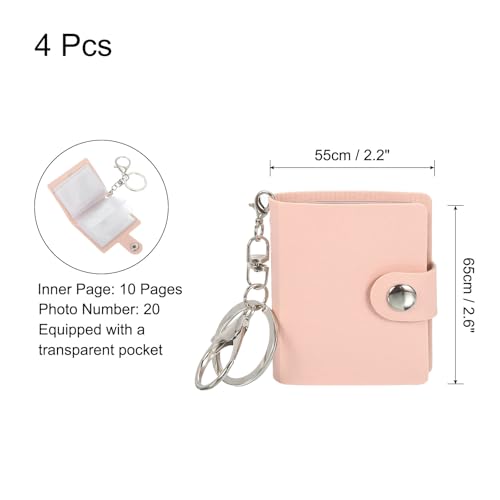 uxcell Mini Photo Keychain DIY Small Memory Key Ring Picture Book for Family - color: Pink