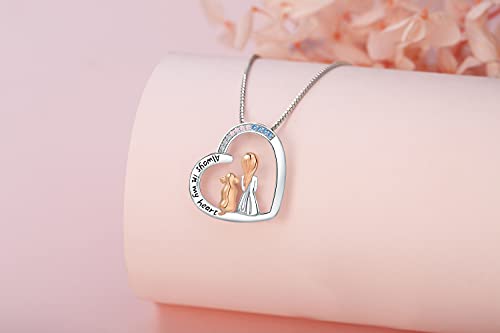 Sterling Silver Cat Necklace Jewelry Memorial Gifts for Cat Lovers | Cat Pendant Necklace ，Cute Dainty Animal Remembrance Jewelry Birthday Gifts for Cat Mom Her Women - style: Love heart dog necklace