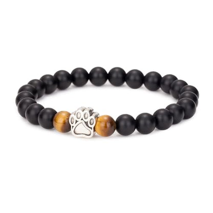 Dog Memorial Gifts - Pet Loss Sympathy Gift, Dog Passing Away Remembrance Bracelet for Men & Women - color: Black Onyx & Tiger Eye