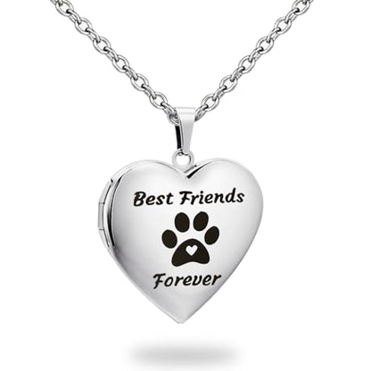 PHOCKSIN Personalized Locket Necklace for Women Photo Necklace with Customized Picture Birth Flower Birthstone Customizable Birthday Gifts - color: #14 Heart Silver Dogfriend