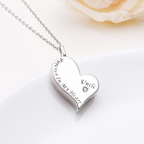 Ladytree 925 Sterling Silver Cremation Urn Necklace for Ashes - style: Uncle
