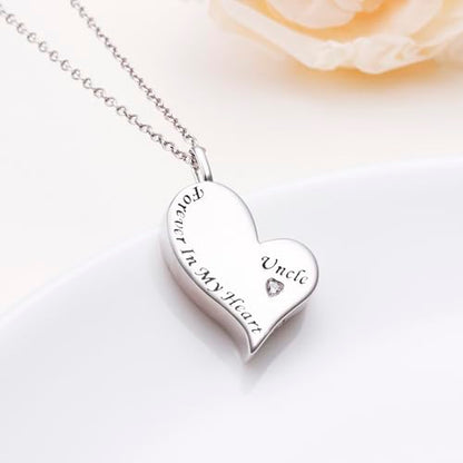 Ladytree 925 Sterling Silver Cremation Urn Necklace for Ashes - style: Uncle